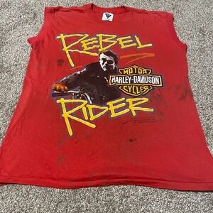 1987 Harley Davidson James Dean Rebel Rider Sleeveless T Shirt Mens L Distressed